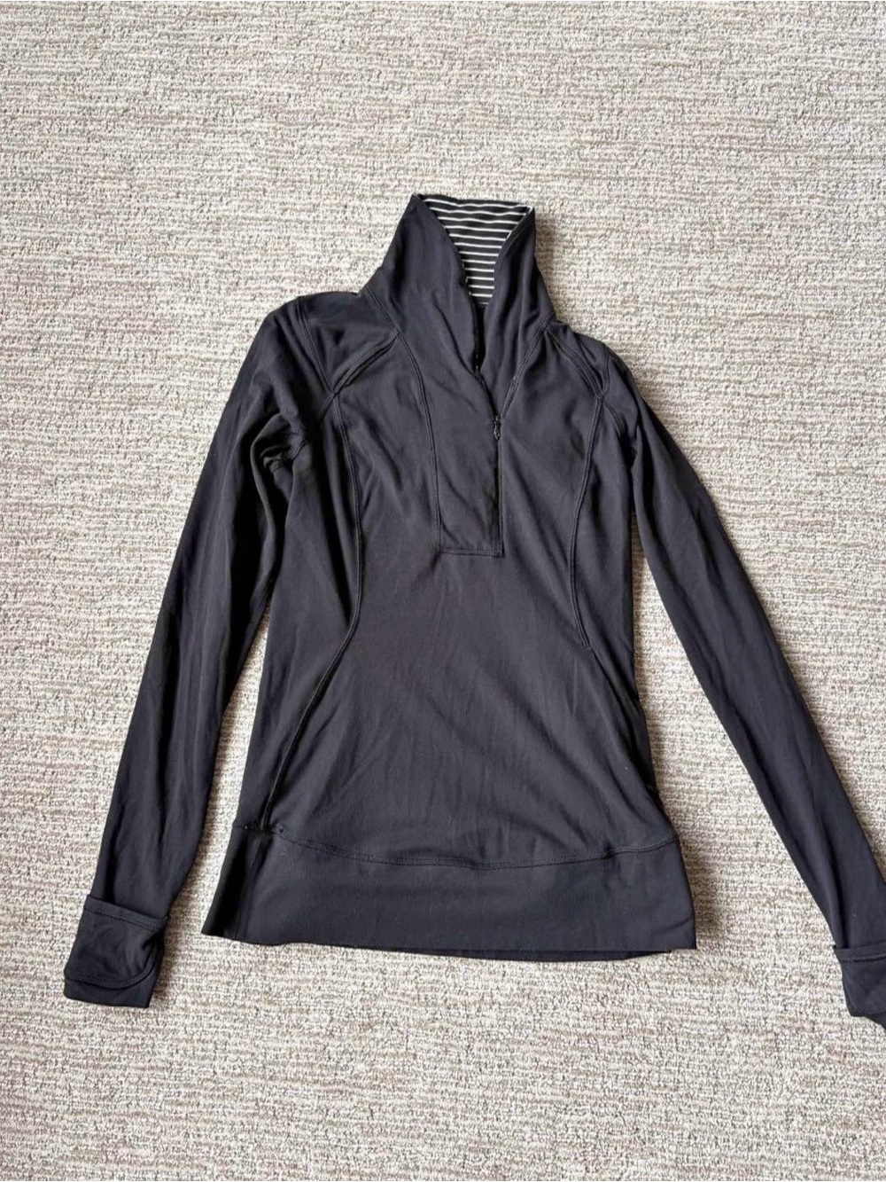 Lululemon Black Half-Zip Long-Sleeve Funnel Neck Top